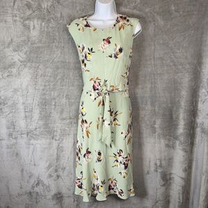 Lauren Ralph Lauren Women's Floral Bubble Crepe Dress Size 10 Sage Green Modest